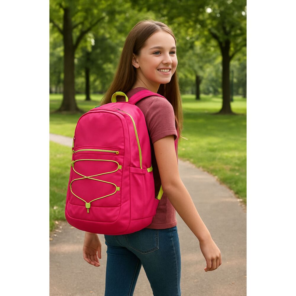 All in Motion 19” Backpack Pink & Lime  Lightweight School Gym Travel Bag